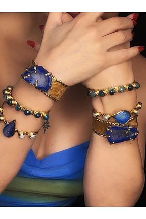 دستبند جواهر طلائی زنانه سنگ طبیعی Jansu Jewellery Desing - کد 868986243