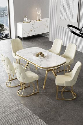 ست میز آشپزخانه سفید MDF Canisa - کد 869559430