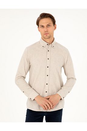 پیراهن بژ مردانه رگولار Pierre Cardin - کد 868933102