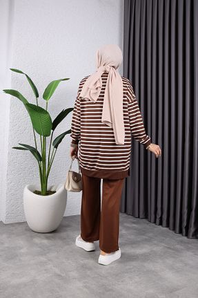 ست بالاتنه و پائین تنه قهوه ای زنانه بافتنی Sfg Life Moda - کد 868943370