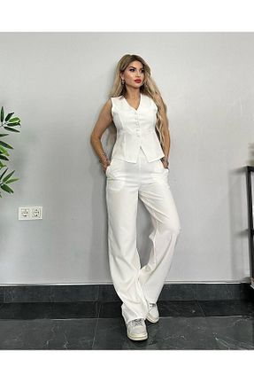 ست بالاتنه و پائین تنه سفید زنانه بافتنی decision fashion - کد 868984732