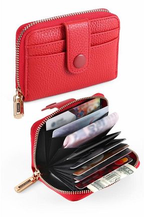 کیف پول قرمز زنانه سایز متوسط Laorentou - کد 868981816