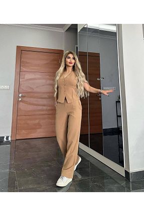 ست بالاتنه و پائین تنه بژ زنانه بافتنی decision fashion - کد 868984691