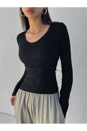 بلوز مشکی زنانه ساده Asfa Moda - کد 868989200