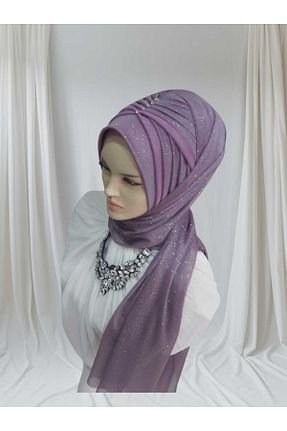 روسری بنفش پنبه پلی استر NurAy - کد 865597603