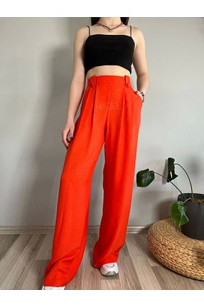 شلوار نارنجی زنانه کتان Hazel - کد 736043514