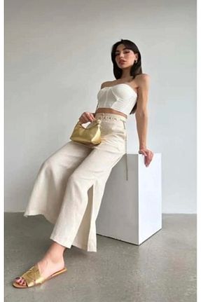 شلوار طوسی زنانه کتان Hazel - کد 727764828
