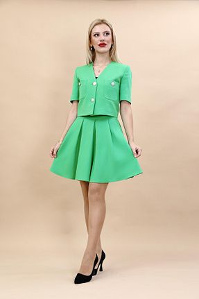 کت و شلوار سبز زنانه یقه کتی ÖNDER ÖZSOY - کد 869048832