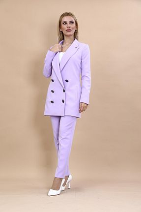 کت و شلوار بنفش زنانه یقه کتی ÖNDER ÖZSOY - کد 869050285