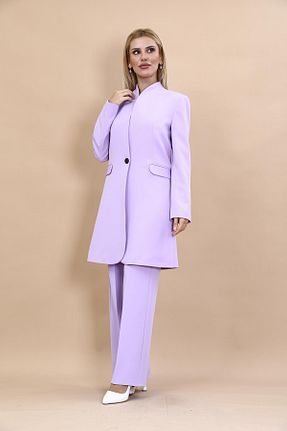 کت و شلوار بنفش زنانه یقه کتی ÖNDER ÖZSOY - کد 869050128