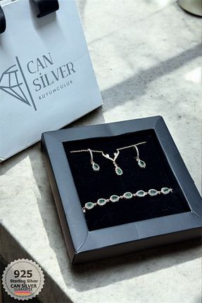 گردنبند نقره سبز زنانه 925 عیار CAN SİLVER - کد 824154438