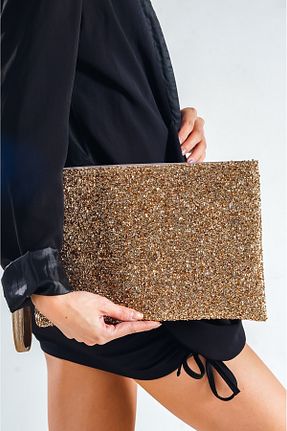کیف پورتفوی و کلاچ طلائی زنانه پارچه ای Capone Outfitters - کد 47224786