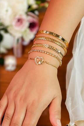 دستبند استیل (فولاد) طلائی زنانه استیل (فولاد) TAKIPORT - کد 869130918