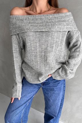 پلیور طوسی زنانه Saç Örgü hillswomanstore - کد 869149884