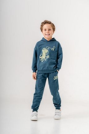 ست بالاتنه و پائین تنه آبی بچه گانه بافت Mışıl Kids - کد 853994001