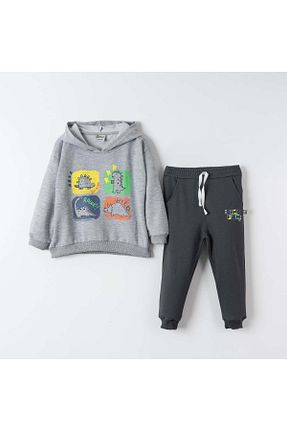 ست بالاتنه و پائین تنه طوسی بچه گانه بافت Mışıl Kids - کد 780630276