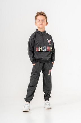 ست بالاتنه و پائین تنه طوسی بچه گانه بافت Mışıl Kids - کد 850070292