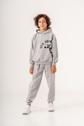 ست بالاتنه و پائین تنه طوسی بچه گانه بافت Mışıl Kids - کد 849922606