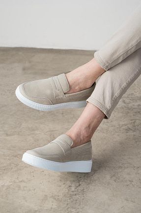 کفش اسنیکر بژ مردانه بند دار L.A Polo - کد 708813200