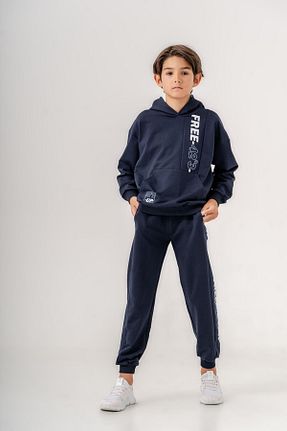 ست بالاتنه و پائین تنه سرمه ای بچه گانه بافت Mışıl Kids - کد 853551900