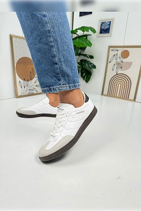 کفش اسنیکر سفید مردانه بند دار İmerShoes - کد 861044843