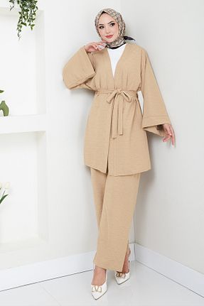 ست بالاتنه و پائین تنه قهوه ای زنانه بافتنی ModaMerve - کد 869258778