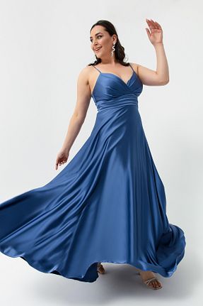 لباس مجلسی سایز بزرگ سرمه ای زنانه دو سینه Lafaba - کد 642507828