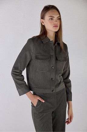 کت خاکی زنانه رگولار Masha Kate - کد 869263294
