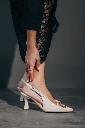 کفش پاشنه بلند کلاسیک بژ زنانه چرم لاکی Lizzu - کد 869278290