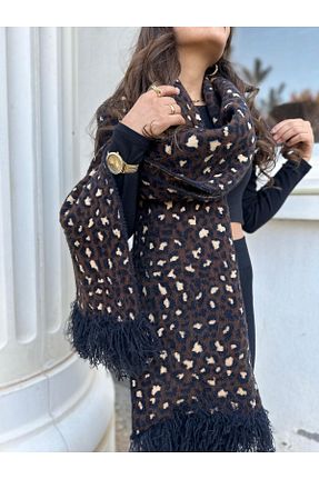 شال گردن قهوه ای زنانه تریکو AGD COLLECTİON - کد 869828419