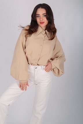 پیراهن بژ زنانه رگولار FACETTE - کد 706468171