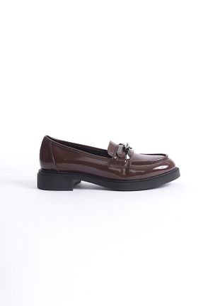 کفش آکسفورد قهوه ای زنانه چرم لاکی öz se shoes - کد 869393537
