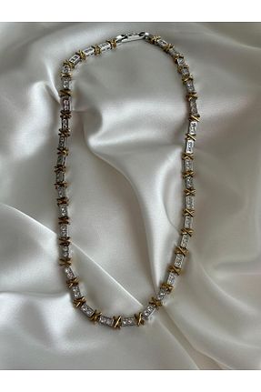 گردنبند استیل ( فولاد ) طلائی زنانه استیل ضد زنگ FURHAL AKSESUAR - کد 869393633