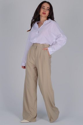 شلوار بژ زنانه پلی ویسکون FACETTE - کد 806369972