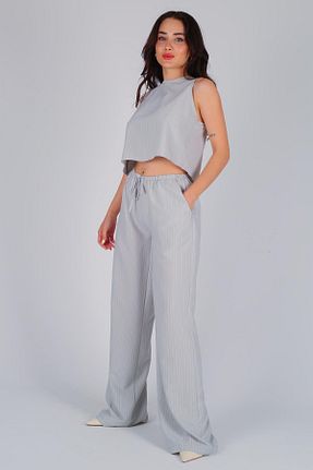 ست بالاتنه و پائین تنه طوسی زنانه بافتنی FACETTE - کد 832671430