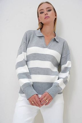 پلیور طوسی زنانه Relaxed BSAY - کد 869409961
