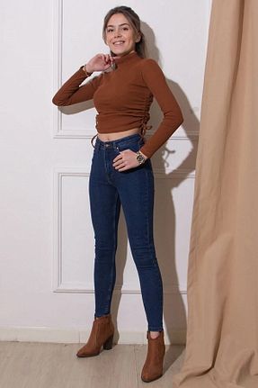 شلوار جین سرمه ای زنانه پاچه تنگ Trn JNS - کد 506651800