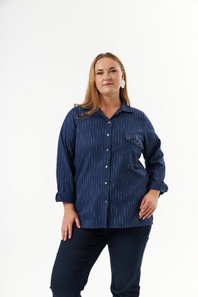 پیراهن سایز بزرگ سرمه ای زنانه سایز بزرگ Rmg - کد 869557620