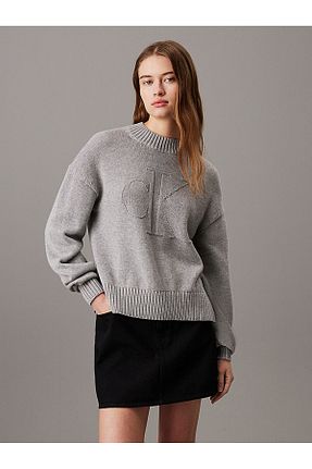 پلیور طوسی زنانه ساده Calvin Klein - کد 869529091