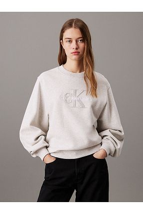 سوئیشرت طوسی زنانه ساده Calvin Klein - کد 853724268