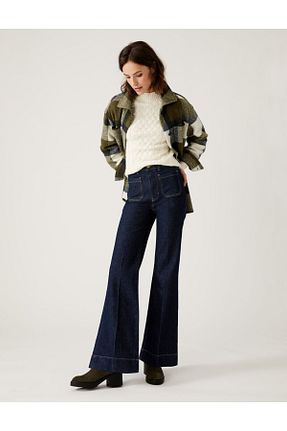 شلوار جین سرمه ای زنانه پاچه گشاد Marks & Spencer - کد 750273450
