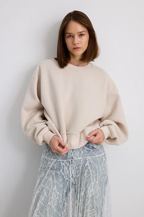 سوئیشرت بژ زنانه ساده BABOKAH - کد 869603421