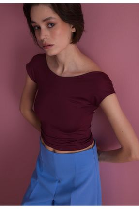 بلوز زرشکی زنانه ساده TUBİA - کد 863664666
