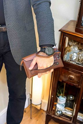 کیف پورتفوی و کلاچ قهوه ای مردانه چرم مصنوعی Dodo4men - کد 869690516