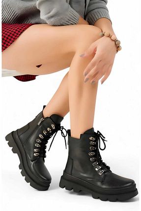 بوت / نیم بوت مشکی زنانه چرم مصنوعی Karanshoes - کد 858572797