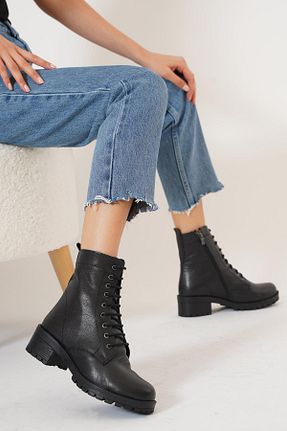 بوت / نیم بوت مشکی زنانه چرم خالص Moda Pie - کد 869778069
