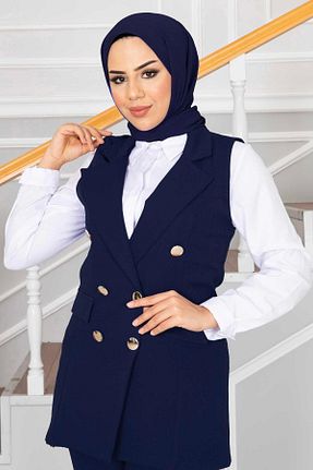 ست بالاتنه و پائین تنه حجاب سرمه ای زنانه Relaxed EBRUTESETTÜR - کد 870332824