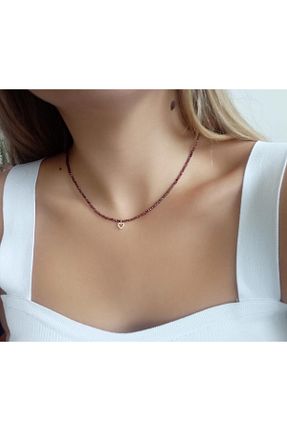 گردنبند جواهر زرشکی زنانه سنگ Doğaltaş - کد 362214135
