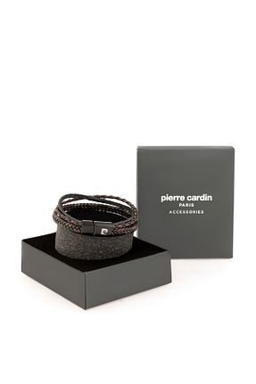 دستبند جواهر قهوه ای مردانه چرم Pierre Cardin - کد 869810964