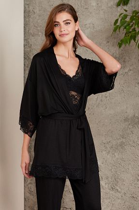 ست لباس راحتی مشکی زنانه طرح دار Pierre Cardin - کد 677183330